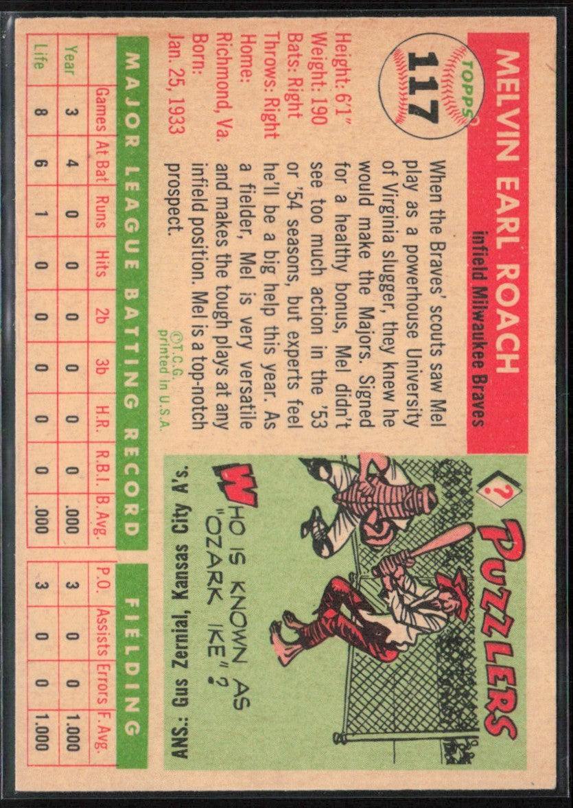 Mel Roach 1955 Topps #117 Milwaukee Braves