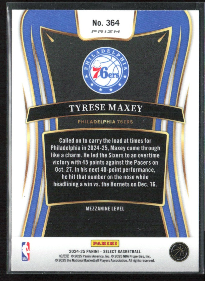 Tyrese Maxey 2024 Panini Select Mezzanine Tectonic #364 Philadelphia 76ers