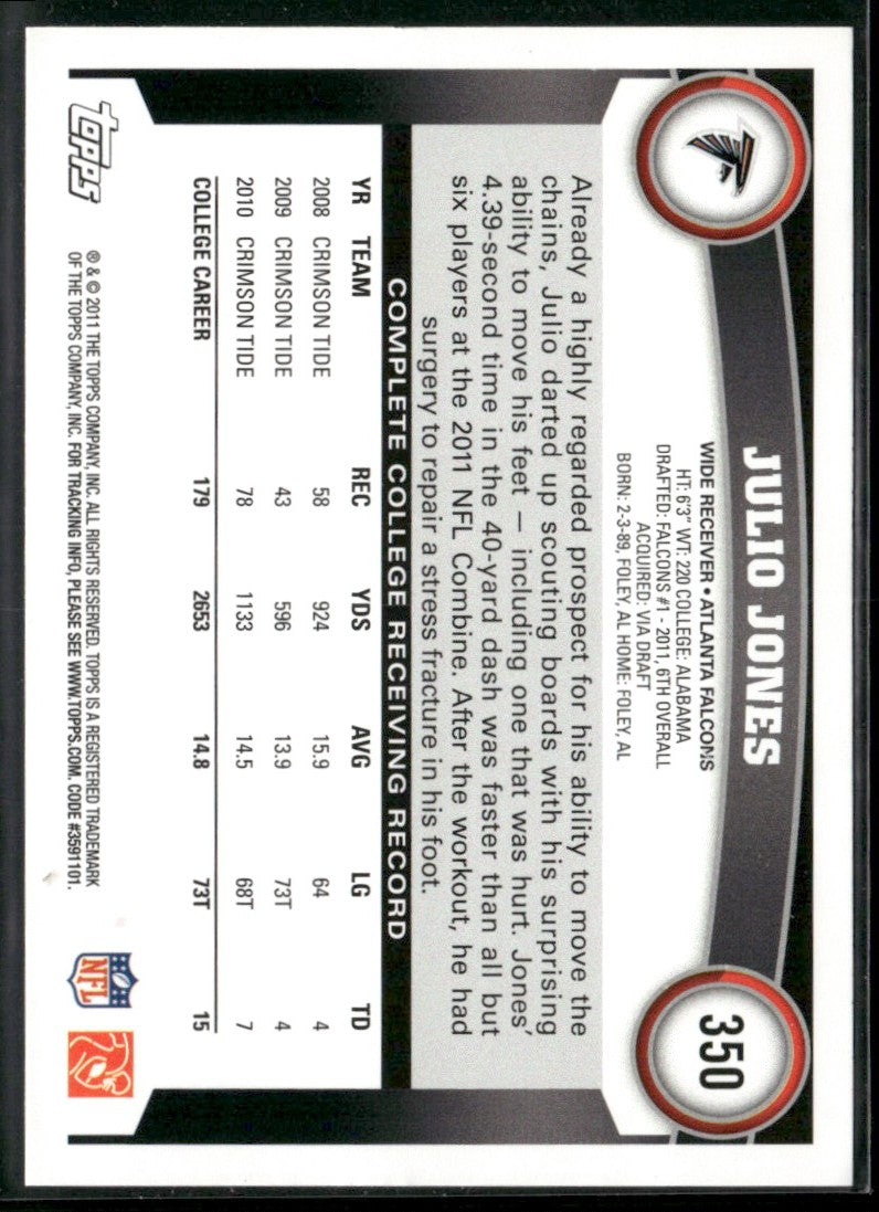 Julio Jones 2011 Topps RC #350 Atlanta Falcons