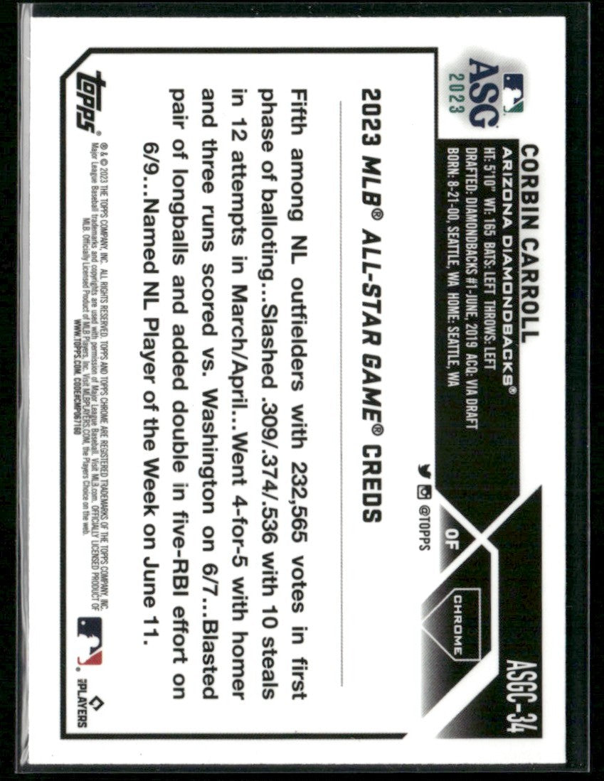 Corbin Carroll 2023 Topps Chrome Update 2023 All-Star Game RC #ASGC-34