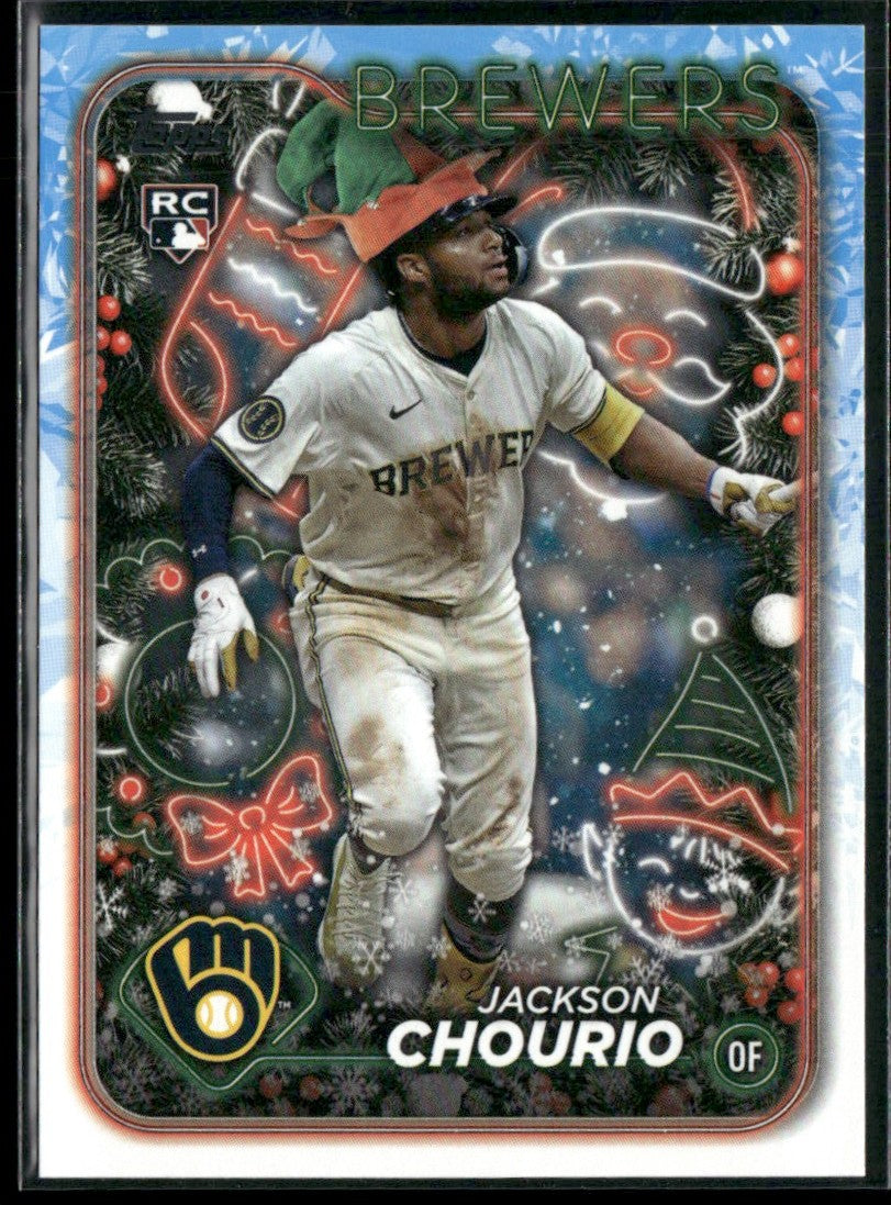 Jackson Chourio 2024 Topps Holiday SP Image Variation Elf Hat #H119