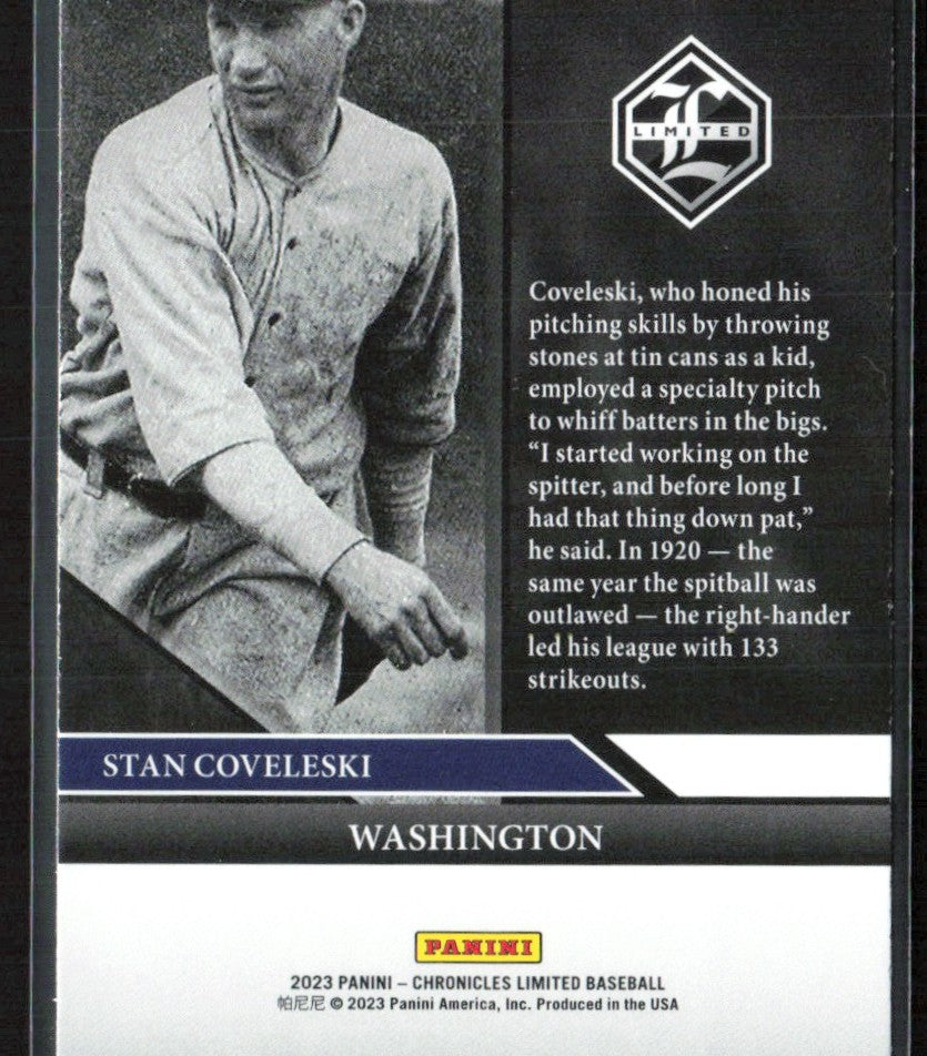 Stan Coveleski 2023 Panini Chronicles Limited #19 Washington Senators