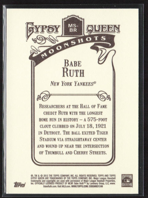 Babe Ruth 2012 Topps Gypsy Queen Moon Shots #MS-BR New York Yankees