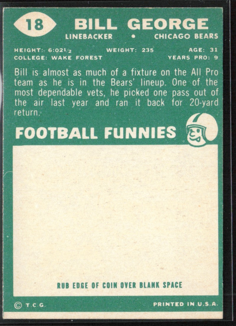 Bill George 1960 Topps #18 Chicago Bears