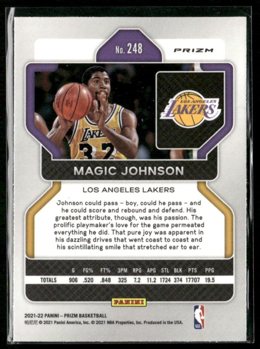 Magic Johnson 2021 Panini Prizm Red Cracked Ice #248 Los Angeles Lakers