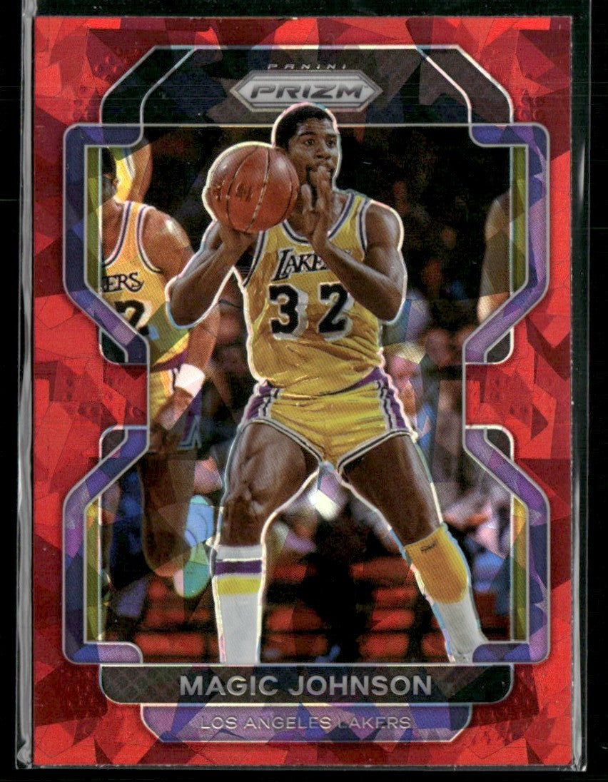 Magic Johnson 2021 Panini Prizm Red Cracked Ice #248 Los Angeles Lakers