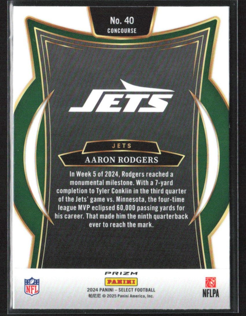 Aaron Rodgers 2024 Panini Select Concourse Black & Red Shock #40 New York Jets