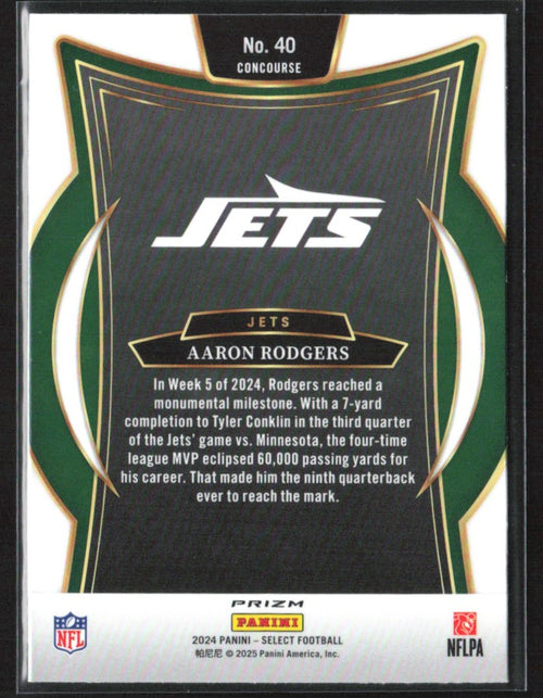 Aaron Rodgers 2024 Panini Select Concourse Black & Red Shock #40 New York Jets