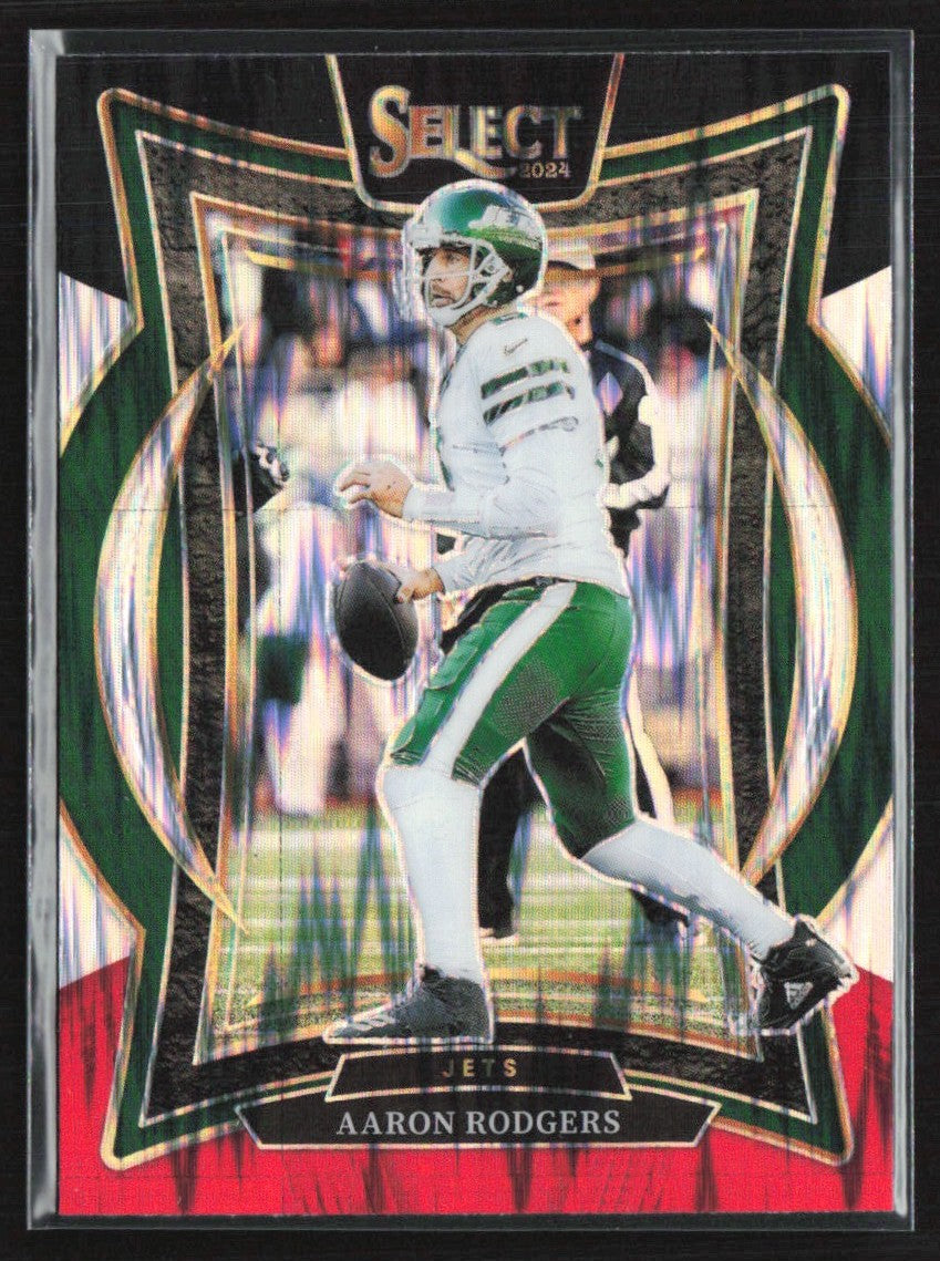 Aaron Rodgers 2024 Panini Select Concourse Black & Red Shock #40 New York Jets