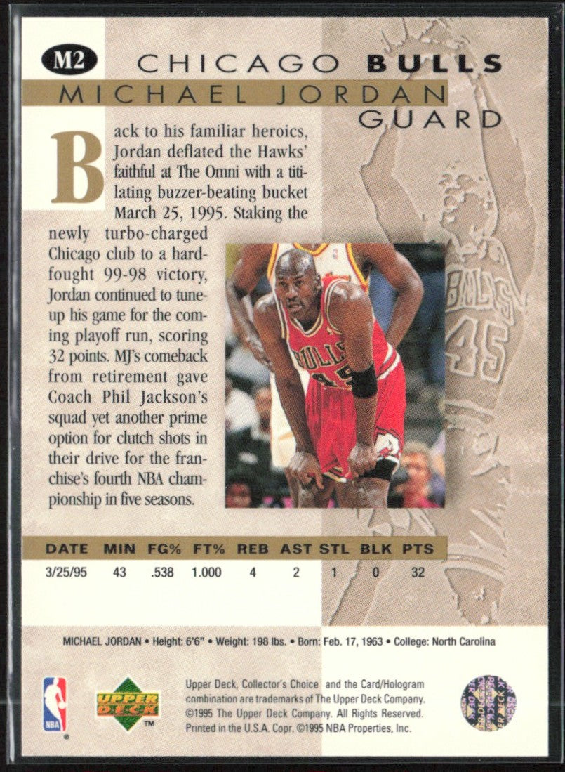 Michael Jordan 1995 Collector's Choice He's Back #M2 Chicago Bulls