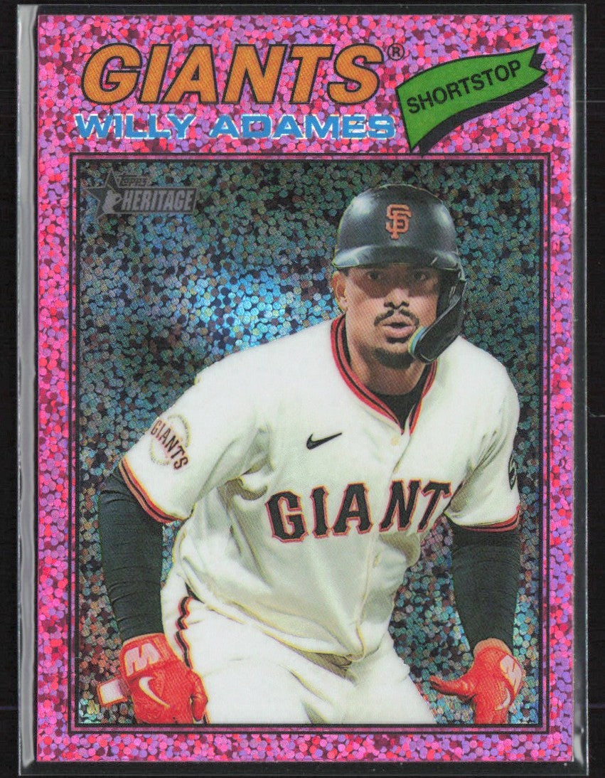 Willy Adames 2026 Topps Heritage Chrome Pink Sparkle Refractor #327