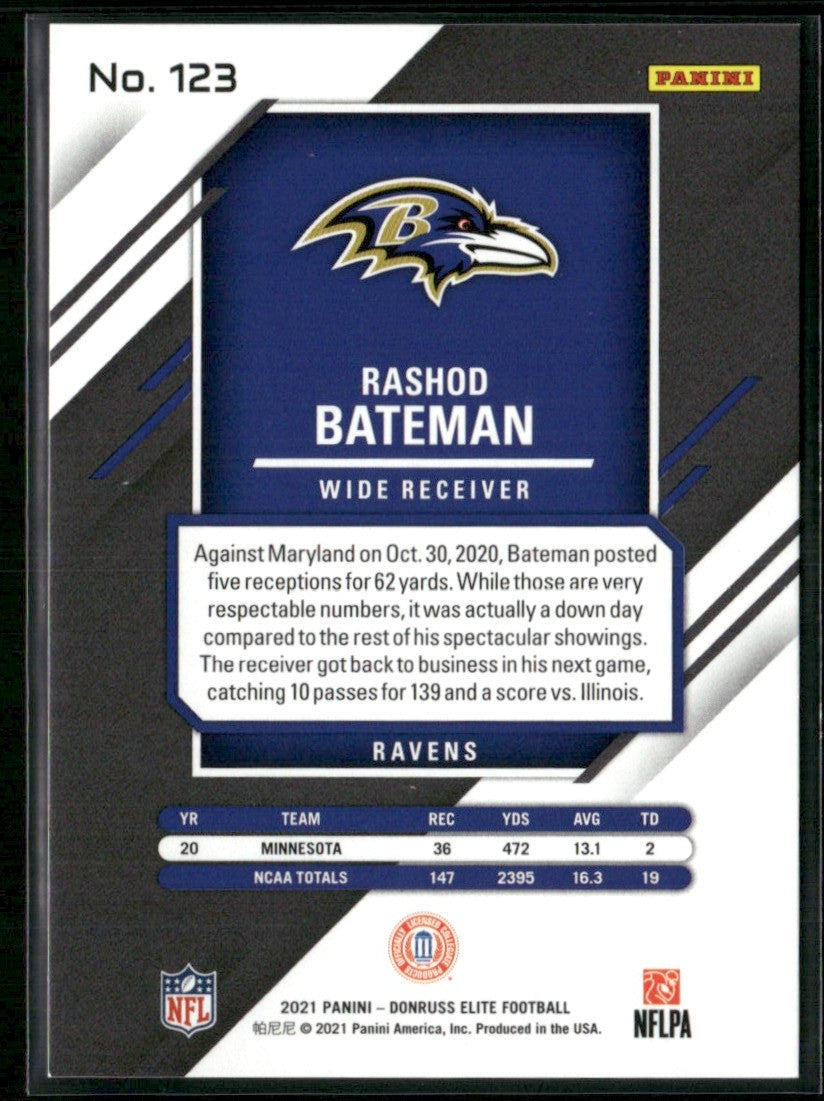 Rashod Bateman 2021 Donruss Elite Aspirations Shimmer RC /499 #123
