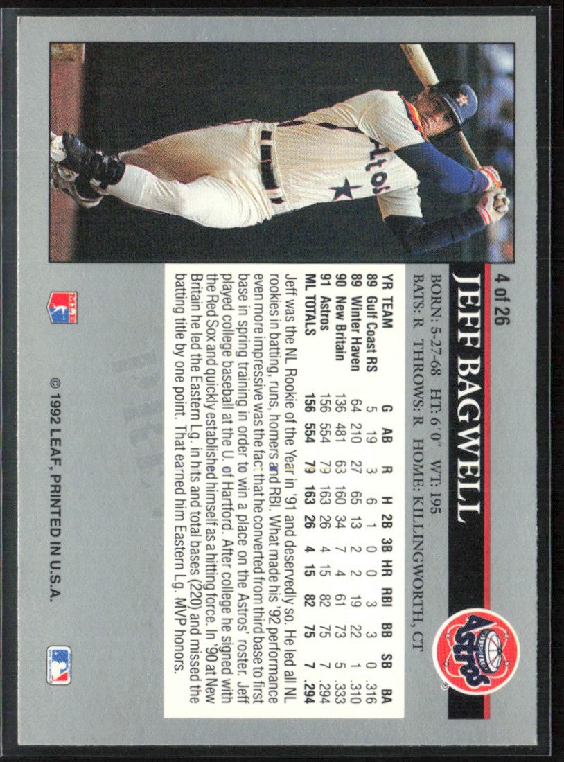 Jeff Bagwell 1992 Leaf Preview #4 Houston Astros