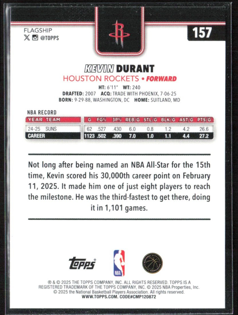 Kevin Durant 2025 Topps Holofoil #157 Houston Rockets