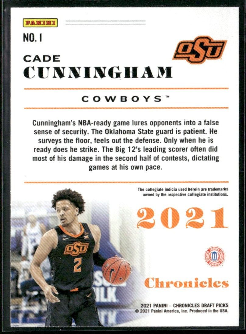 Cade Cunningham 2021 Panini Chronicles Draft Picks RC #1 Detroit Pistons