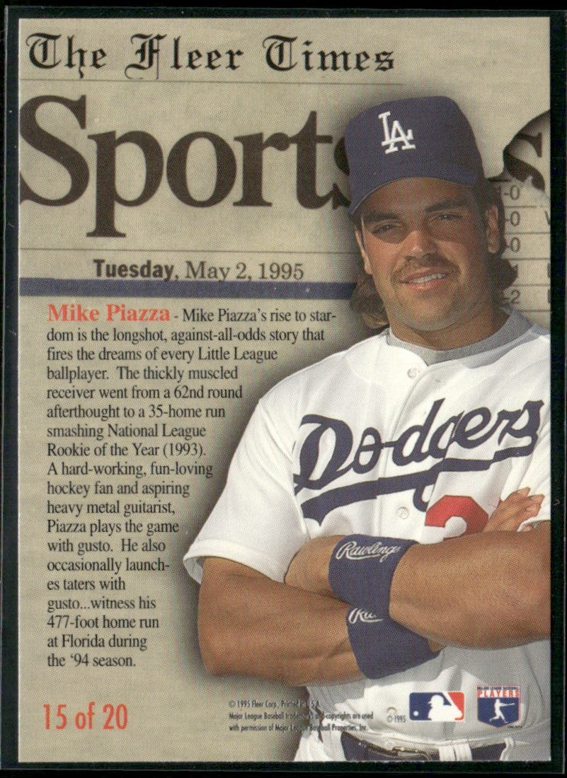 Mike Piazza 1995 Fleer Update Headliners #15 Los Angeles Dodgers
