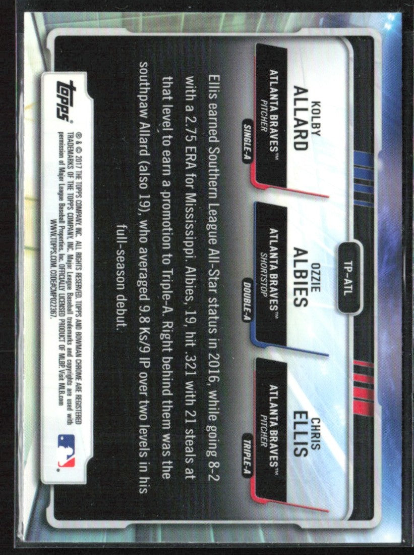 Kolby Allard/Ozzie Albies/Chris Ellis 2017 Bowman Chrome Talent Pipeline RC