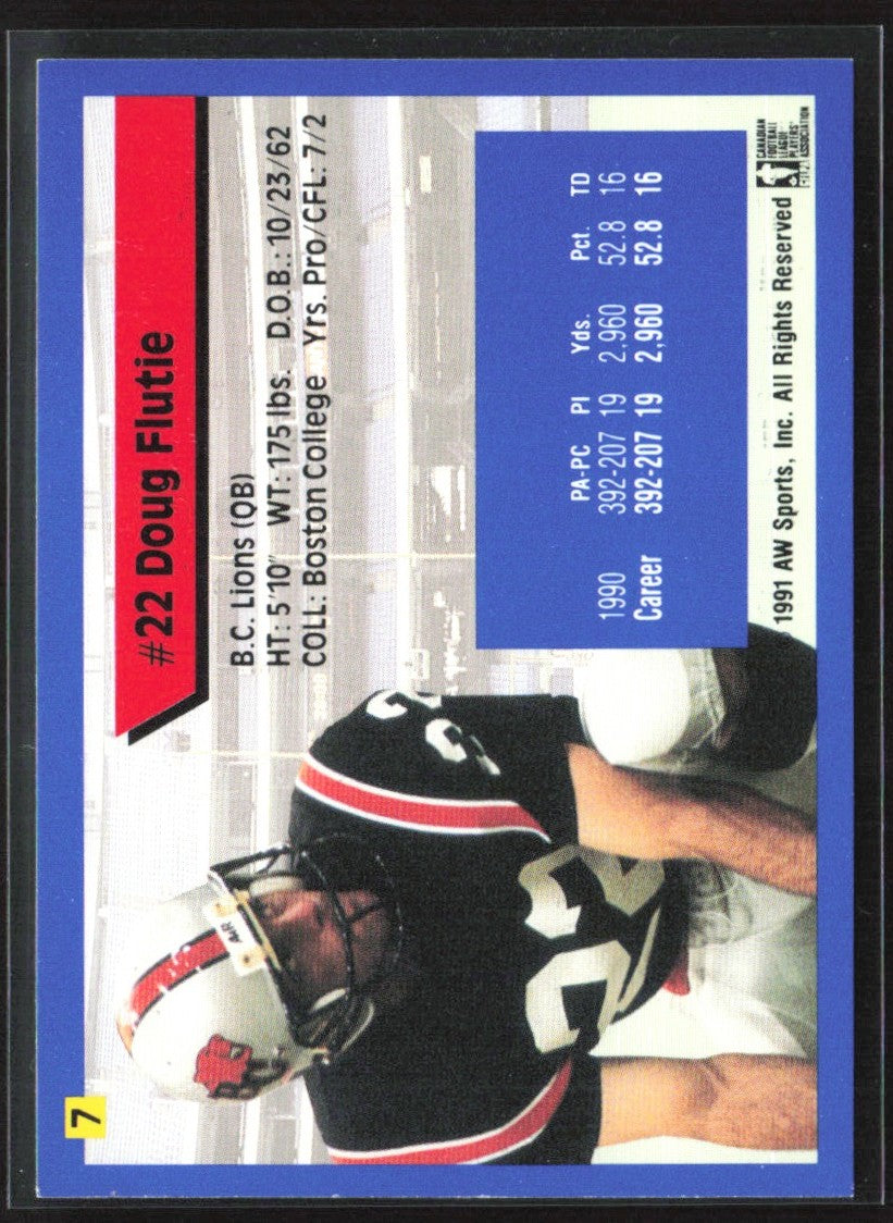 Doug Flutie 1991 All World CFL #7 British Columbia Lions