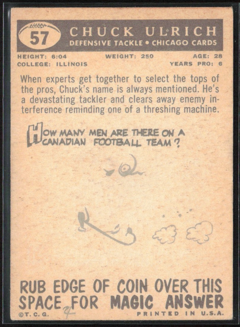 Chuck Ulrich 1959 Topps #57 Chicago Cardinals