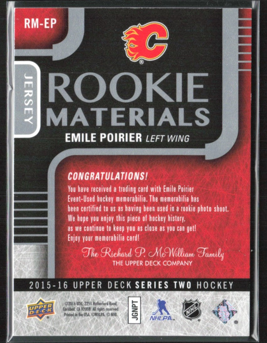 Emile Poirier 2015 Upper Deck Rookie Materials RC Jersey #RM-EP Calgary Flames