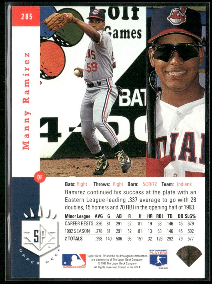 Manny Ramirez 1993 Upper Deck SP Premier Prospects #285 Cleveland Indians