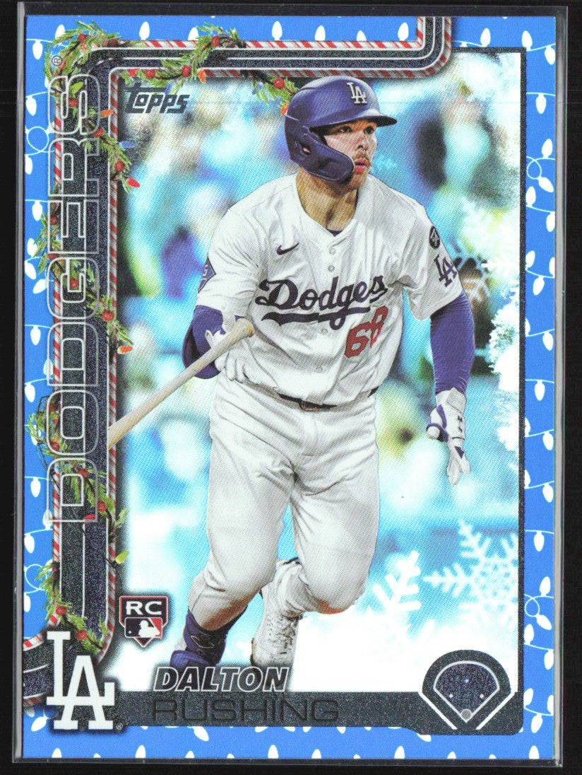 Dalton Rushing 2025 Topps Holiday Blue Holiday Lights RC #H105