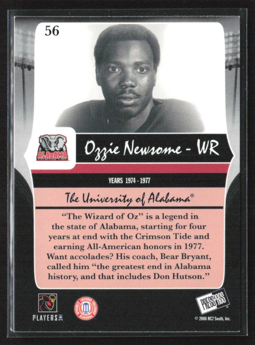 Ozzie Newsome 2006 Press Pass Legends #56 Alabama Crimson Tide
