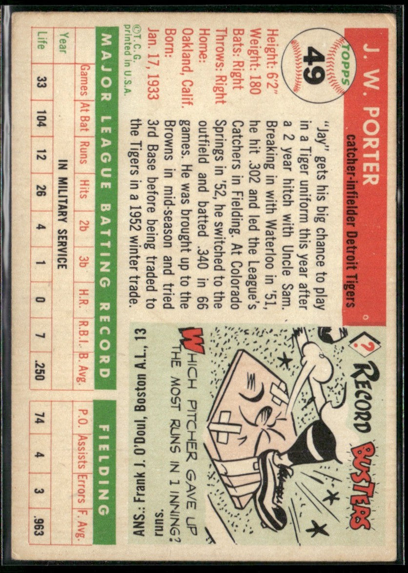 J.W. Porter 1955 Topps #49 Detroit Tigers