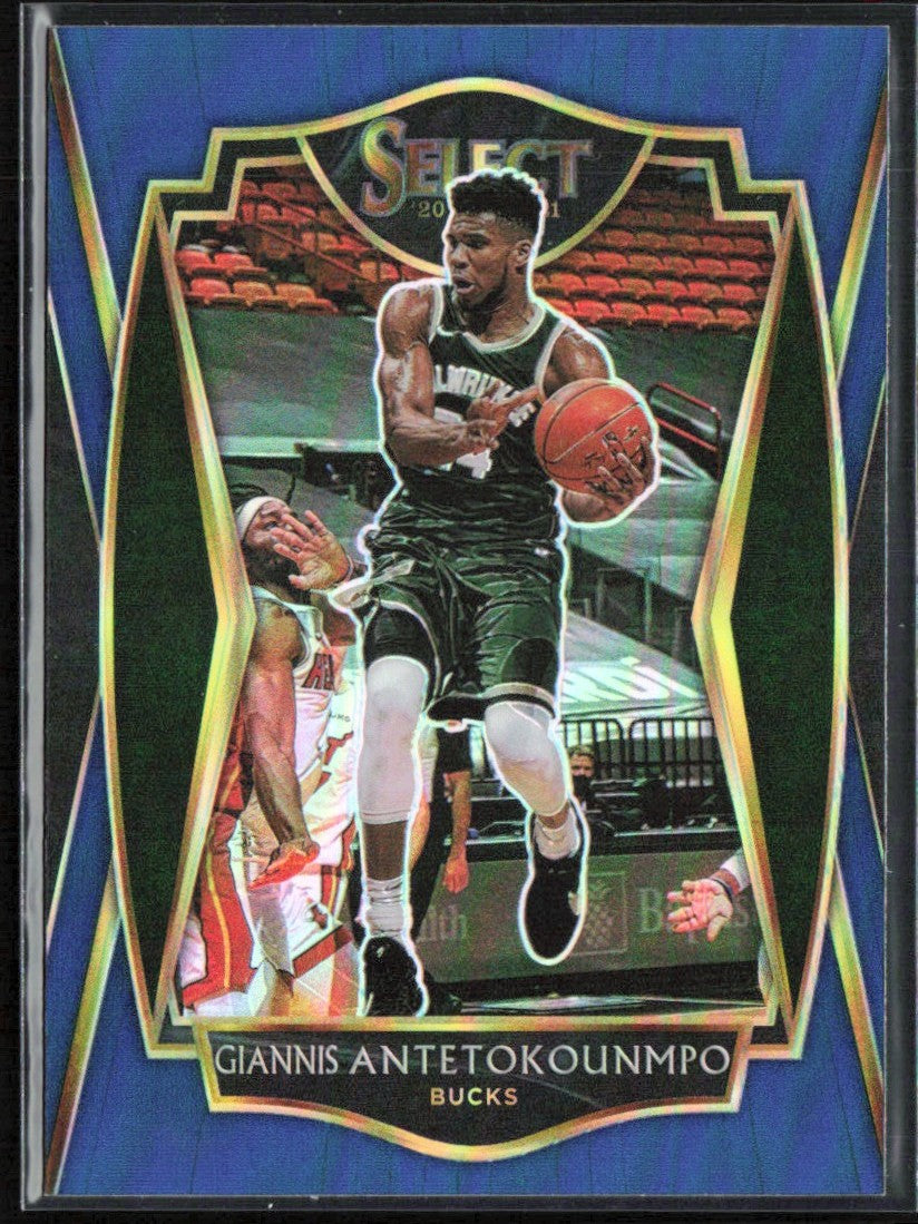 Giannis Antetokounmpo 2020 Panini Select Premier Blue Prizm #117 Milwaukee Bucks