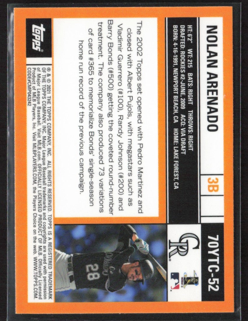 Nolan Arenado 2021 Topps 70 Years of Baseball Chrome #70YTC-52 Colorado Rockies