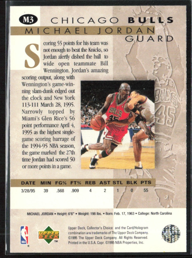 Michael Jordan 1995 Collector's Choice He's Back #M3 Chicago Bulls