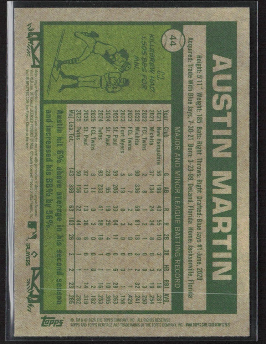Austin Martin 2026 Topps Heritage Chrome Silver Sparkle Refractor #44