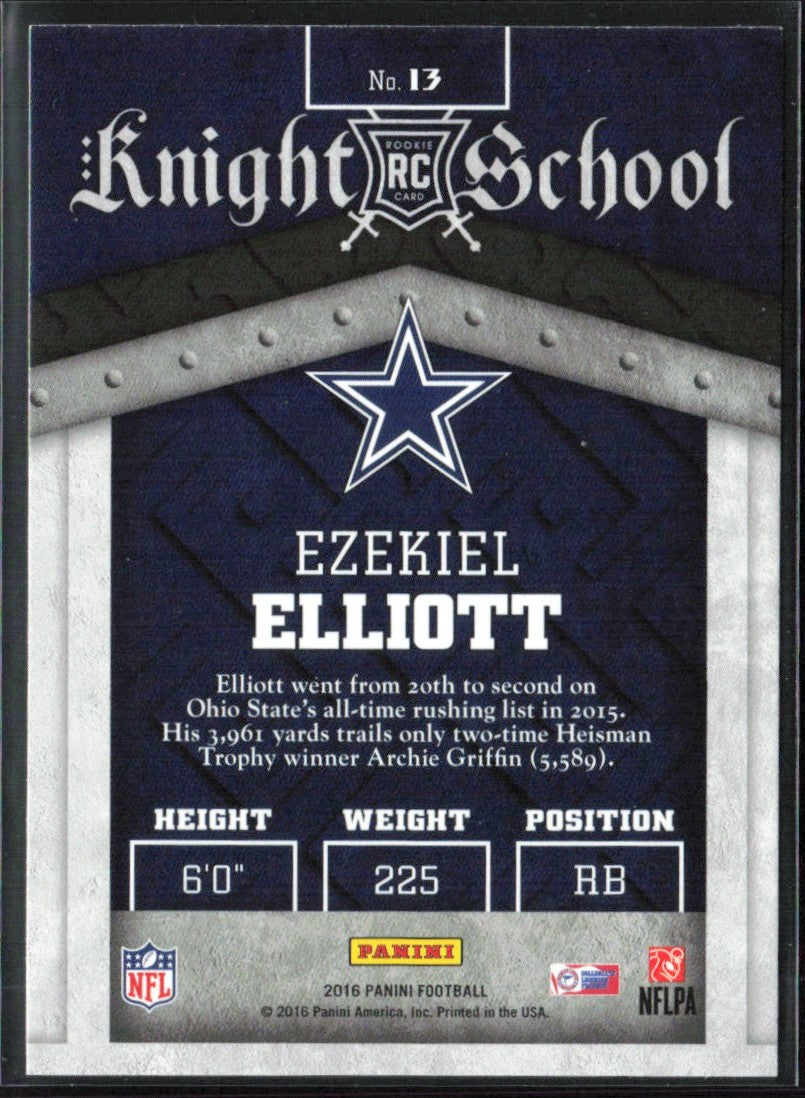 Ezekiel Elliott 2016 Panini Knight School RC #13 Dallas Cowboys