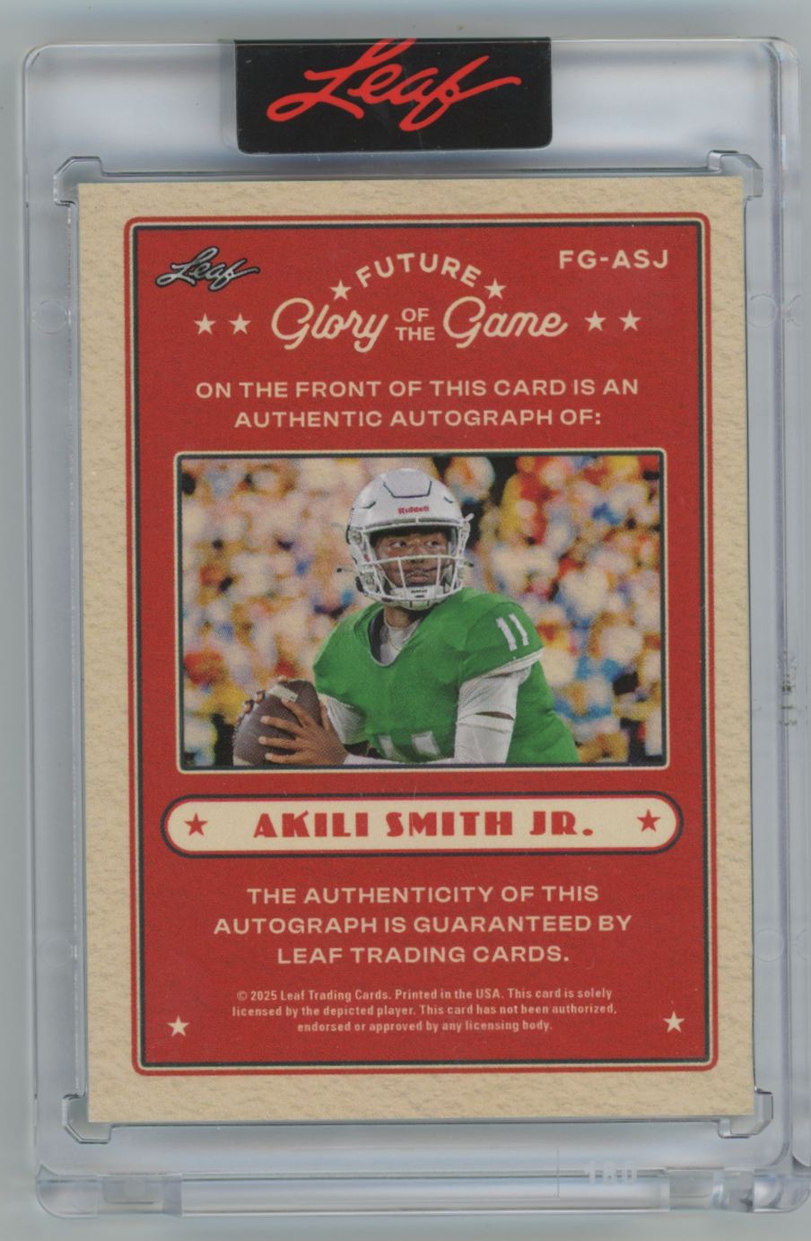 Akili Smith Jr. 2025 Leaf Glory of the Game AUTO /99 #FG-ASJ