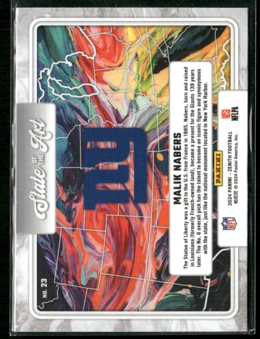 Malik Nabers 2024 Panini Zenith State of the Art RC #23 New York Giants
