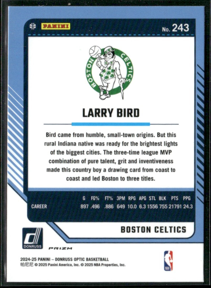 Larry Bird 2024 Donruss Optic Holo Silver Prizm #243 Boston Celtics