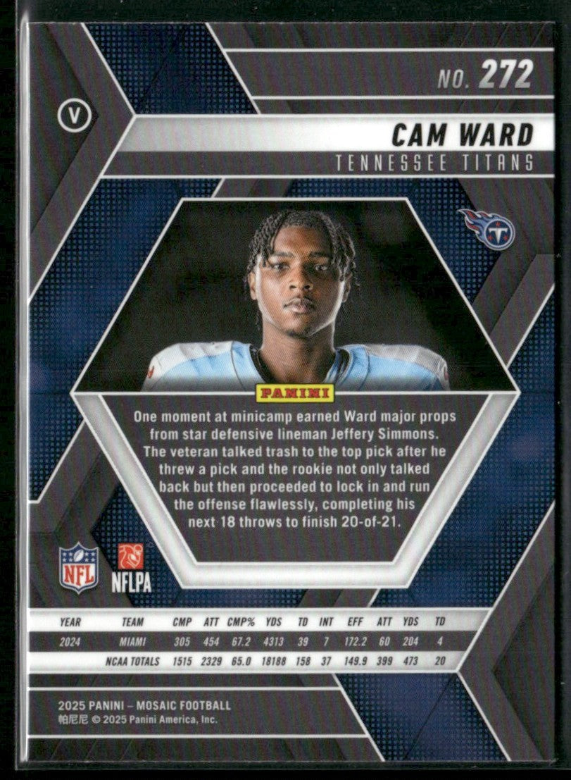 Cam Ward 2025 Panini Mosaic Rookie Variations RC #272 Tennessee Titans