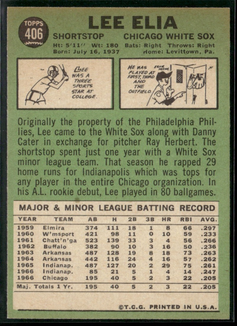 Lee Elia 1967 Topps #406 Chicago White Sox