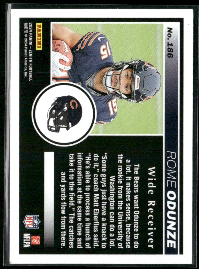 Rome Odunze 2024 Panini Zenith RC #186 Chicago Bears