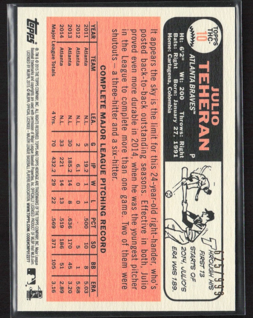 Julio Teheran 2015 Topps Heritage Chrome /999 #THC-10 Atlanta Braves