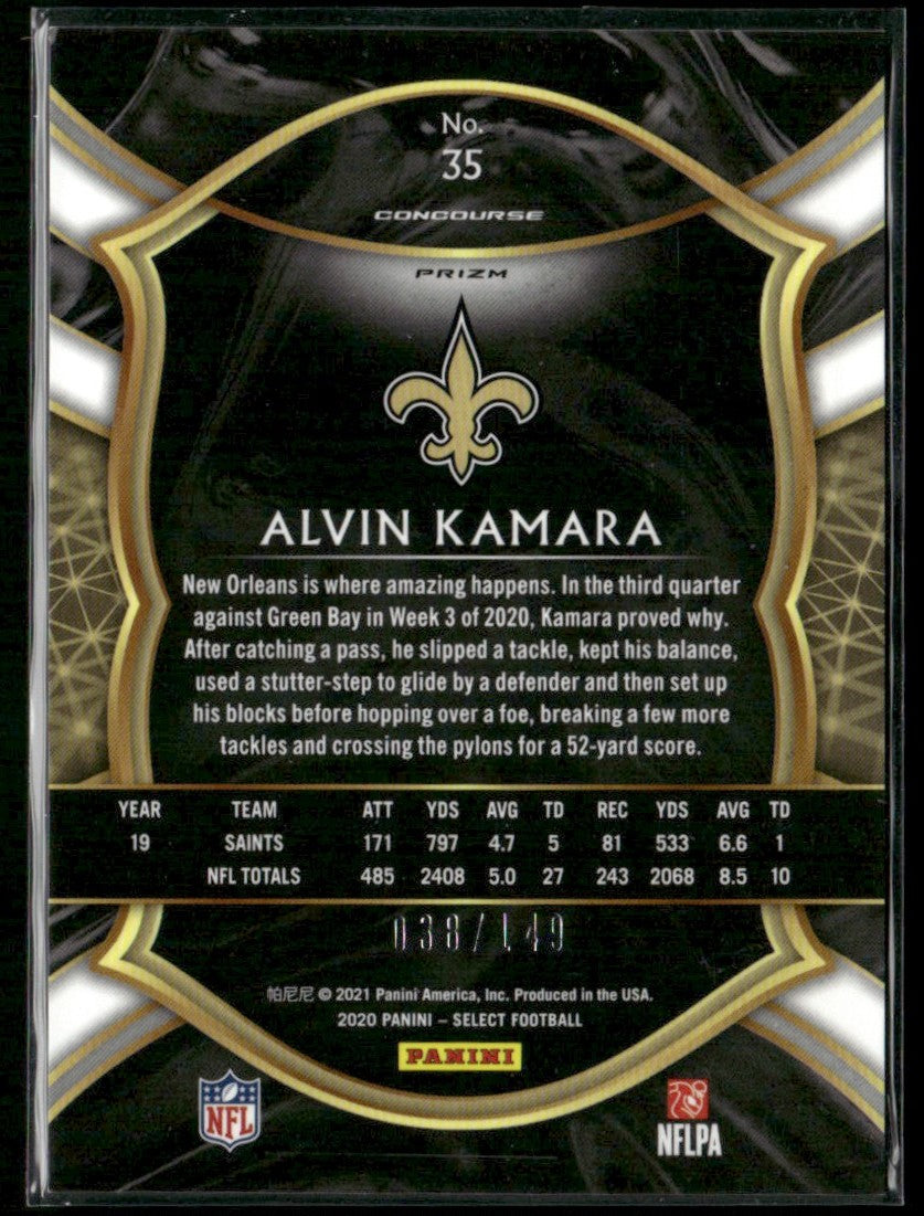 Alvin Kamara 2020 Panini Select Councourse Maroon Prizm /149 #35