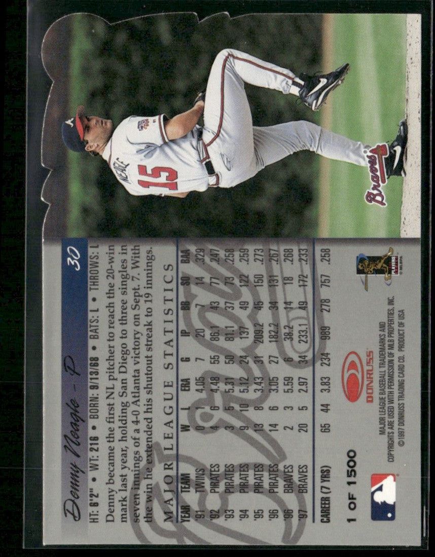 Denny Neagle 1997 Donruss Silver Press Proof Die Cut /1500 #30 Atlanta Braves