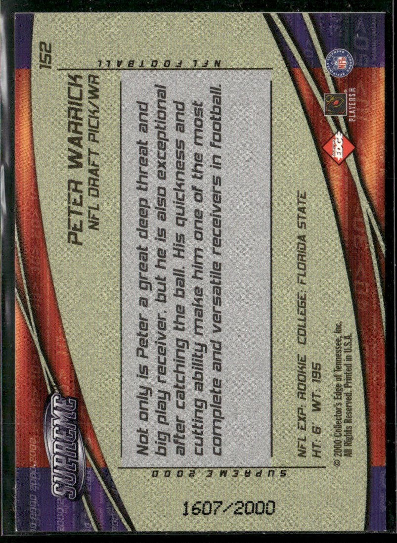 Peter Warrick 2000 Collector's Edge Supreme RC /2000 #152