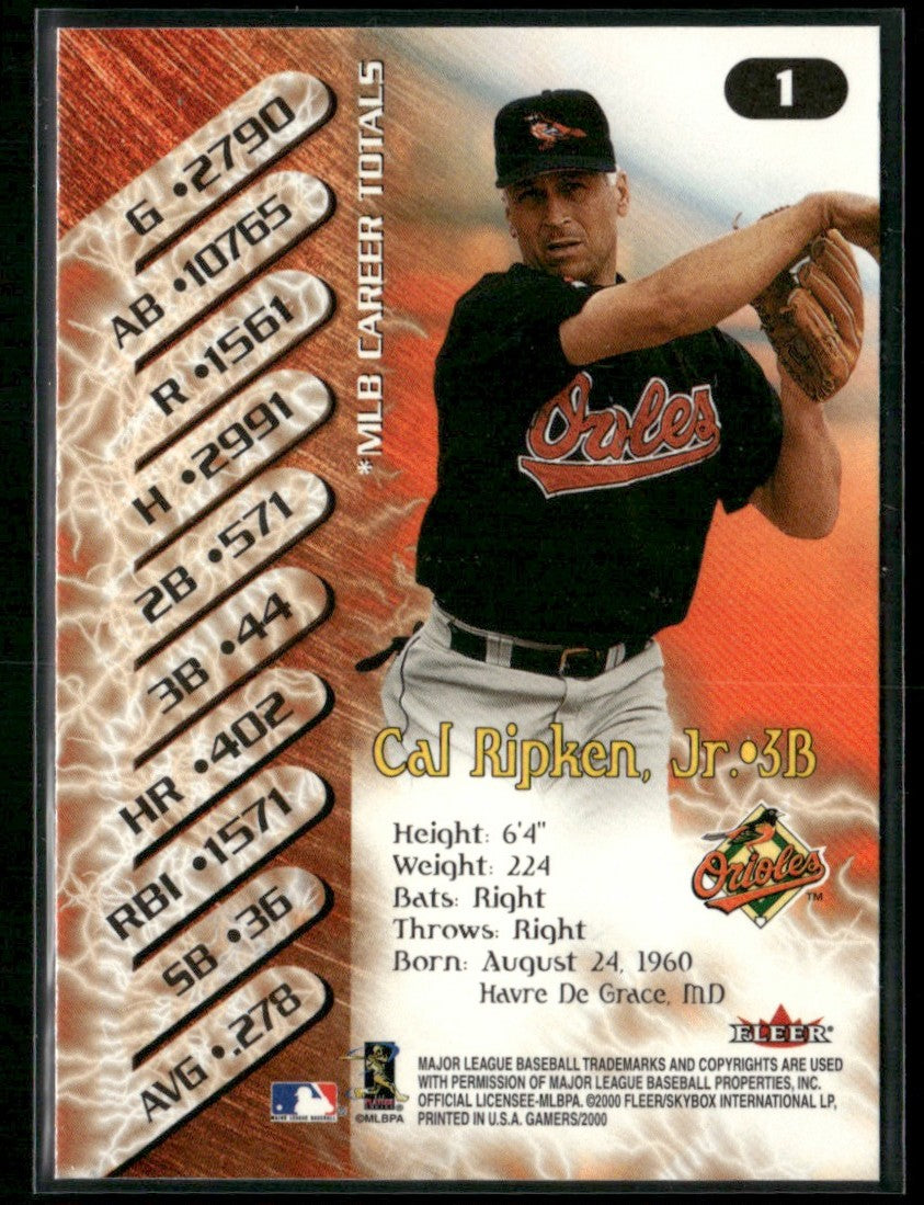 Cal Ripken Jr. 2000 Fleer Gamers #1 Baltimore Orioles