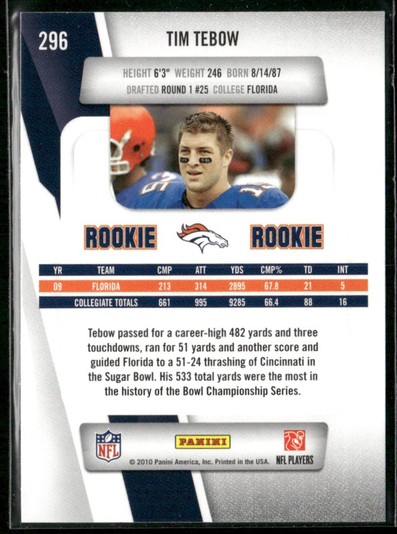 Tim Tebow 2010 Panini Prestige #296 Denver Broncos