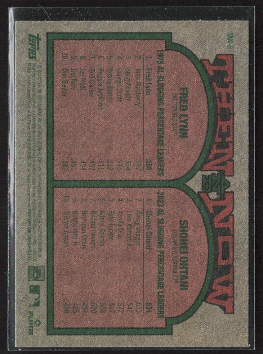 Fred Lynn / Shohei Ohtani 2024 Topps Heritage Then and Now #TAN-8
