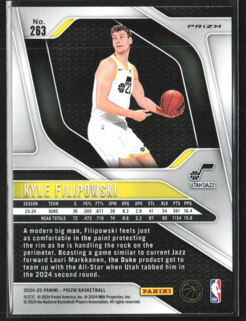 Kyle Filipowski 2024 Panini Prizm Silver RC #263 Utah Jazz