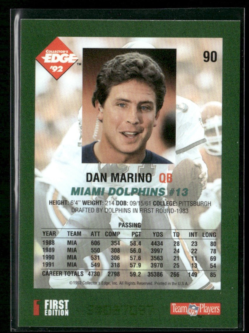 Dan Marino 1992 Collector's Edge #90 Miami Dolphins