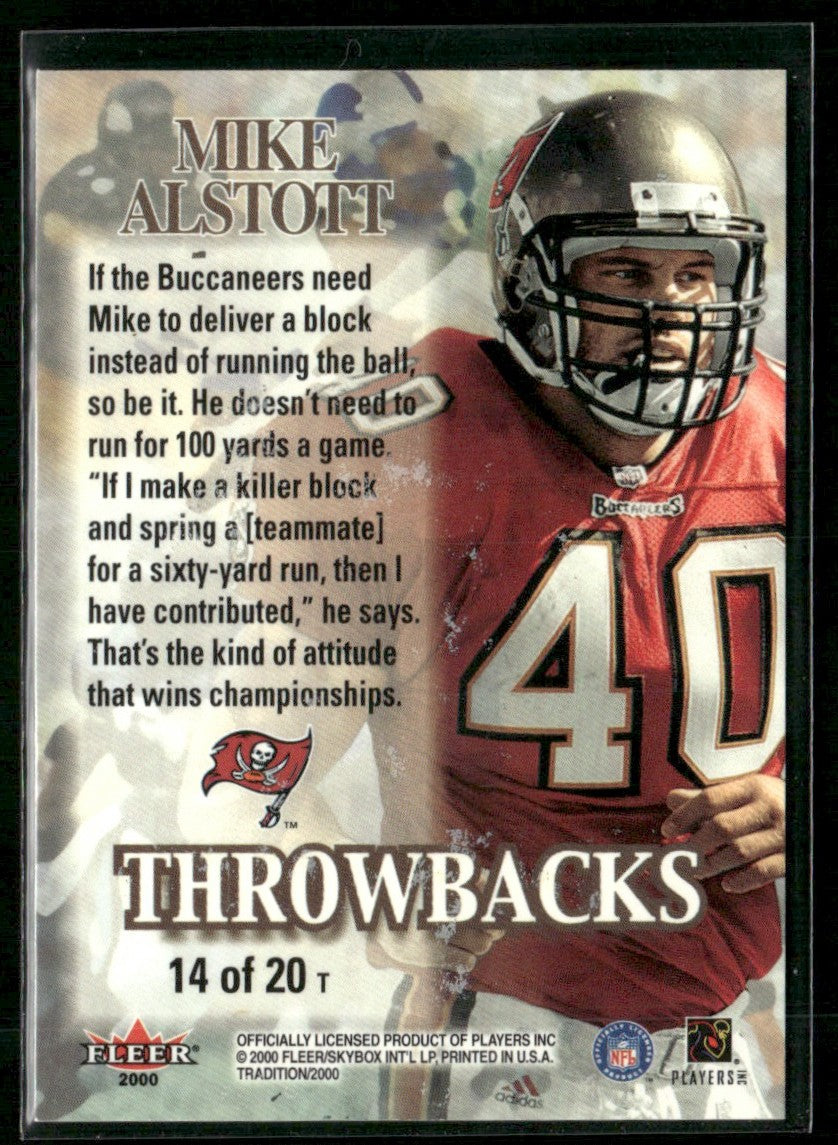 Mike Alstott 2000 Fleer Tradition Throwbacks #14 Tampa Bay Buccaneers
