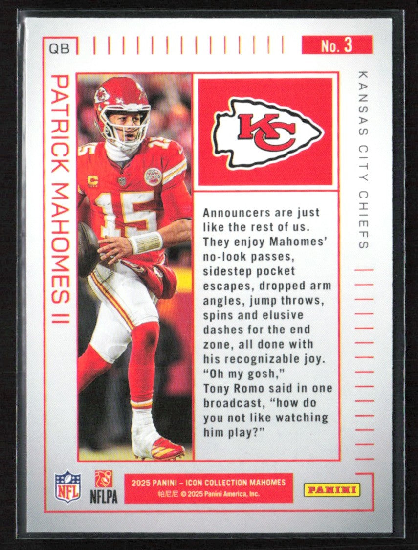Patrick Mahomes II 2025 Panini Icon Collection #3 Kansas City Chiefs